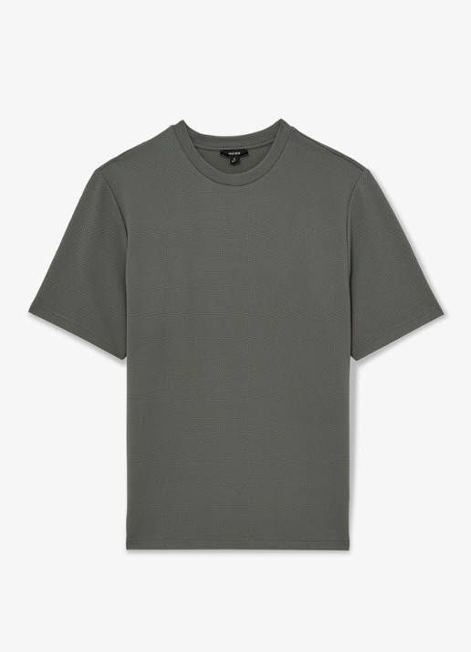 Reiss Jack T-shirt met structuur en ronde hals - voorkant 2 groen