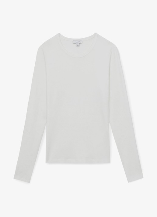 Reiss Jada longsleeve met ronde hals - voorkant wit