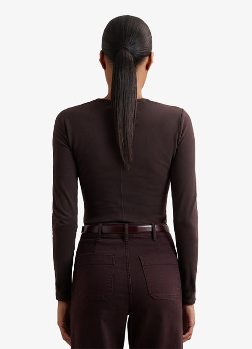 Reiss Jada longsleeve met ronde hals - achterkant 6 donkerbruin