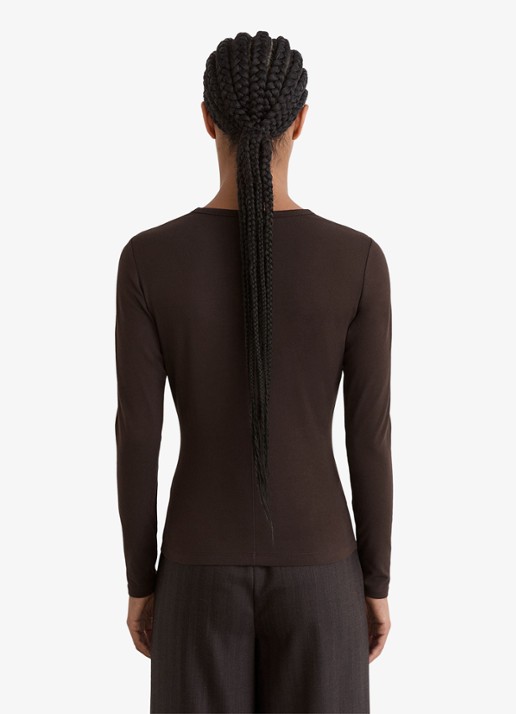 Reiss Jada longsleeve met ronde hals - achterkant 6 chocoladebruin
