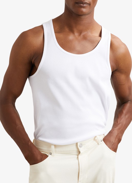 Reiss Jaden singlet met ronde hals  - detail 4 white / wit