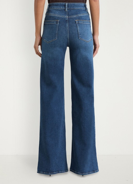 Reiss Jas high waist flared jeans met steekzakken - achterkant middenblauw