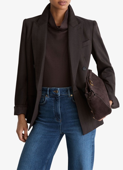 Reiss Jas high waist flared jeans met steekzakken - detail 3 middenblauw