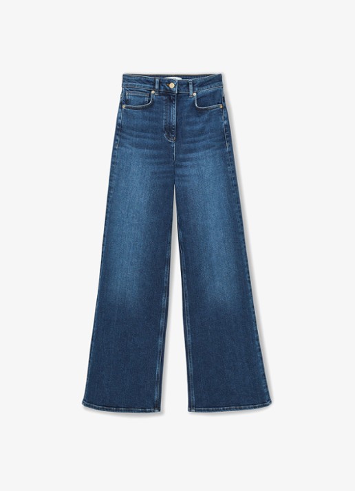 Reiss Jas high waist flared jeans met steekzakken - voorkant 5 middenblauw