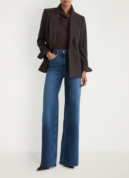 Reiss Jas high waist flared jeans met steekzakken - voorkant 6 middenblauw