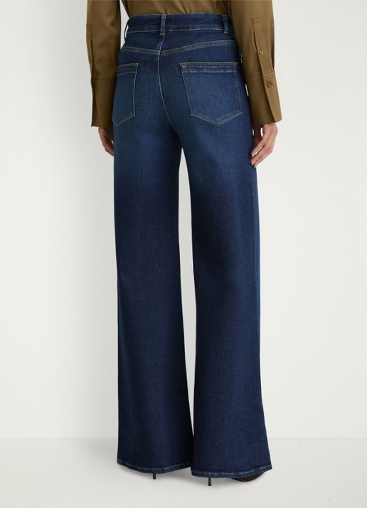 Reiss Jas high waist flared jeans met steekzakken - achterkant 4 donkerblauw