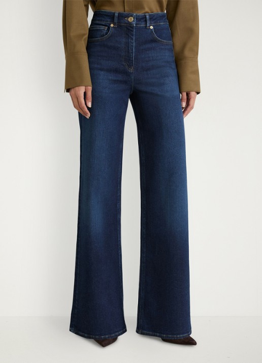 Reiss Jas high waist flared jeans met steekzakken - detail donkerblauw