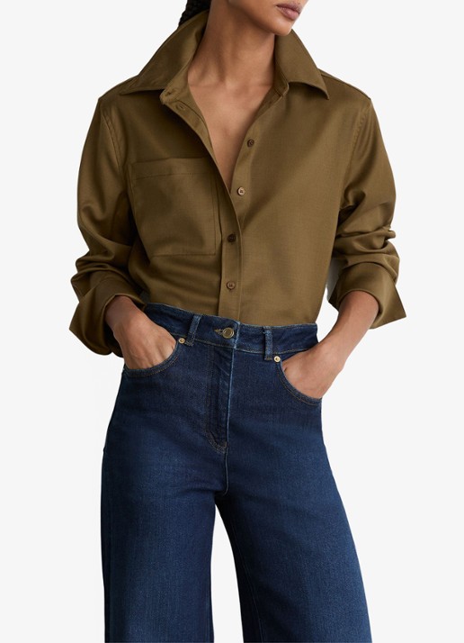 Reiss Jas high waist flared jeans met steekzakken - detail 2 donkerblauw