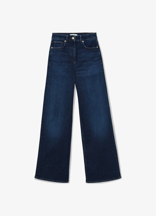 Reiss Jas high waist flared jeans met steekzakken - voorkant 5 donkerblauw