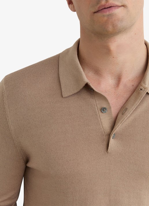 Reiss Jay regular fit polo met structuur - detail 4 taupe brown / bruin