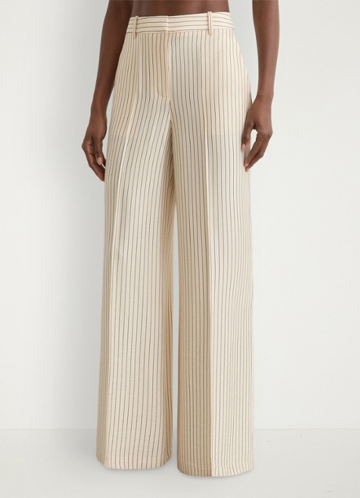Reiss Jayce high waist wide fit pantalon met streepprint - detail 5 creme
