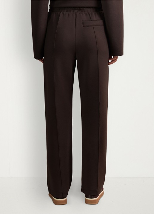 Reiss Jemma high waist straight fit joggingbroek met steekzakken - achterkant 5 chocoladebruin