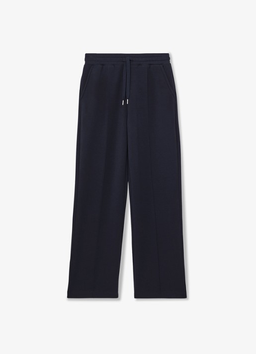Reiss Jemma high waist straight fit joggingbroek met steekzakken - voorkant blauw