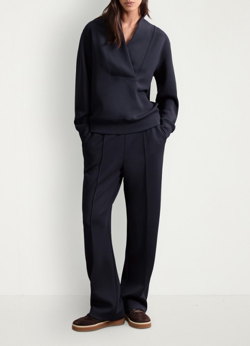 Reiss Jemma high waist straight fit joggingbroek met steekzakken - voorkant 2 blauw