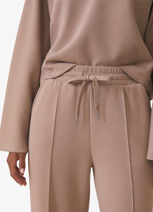 Reiss Jemma high waist straight fit joggingbroek met steekzakken - detail 3 taupe