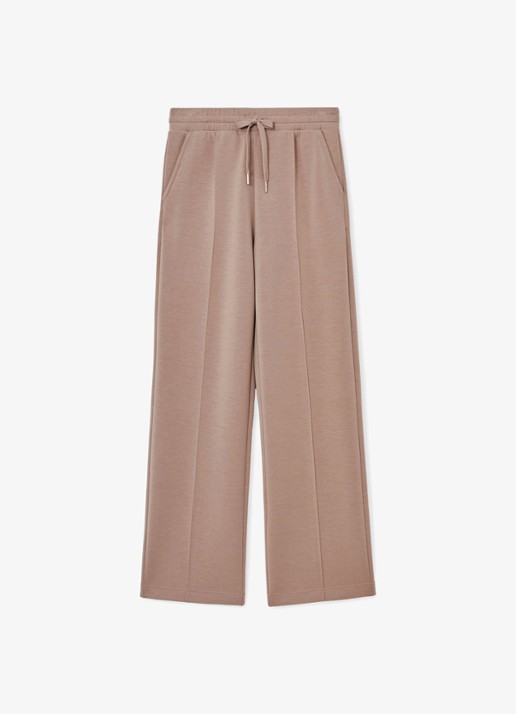 Reiss Jemma high waist straight fit joggingbroek met steekzakken - voorkant 5 taupe