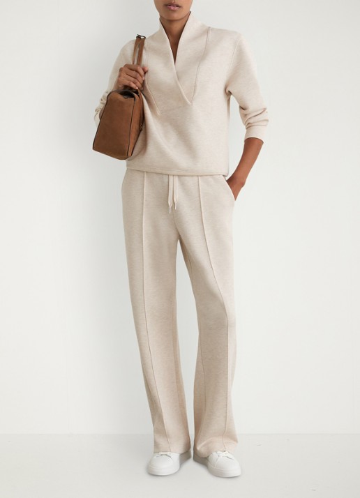 Reiss Jemma high waist wide fit joggingbroek met steekzakken - voorkant 6 beige