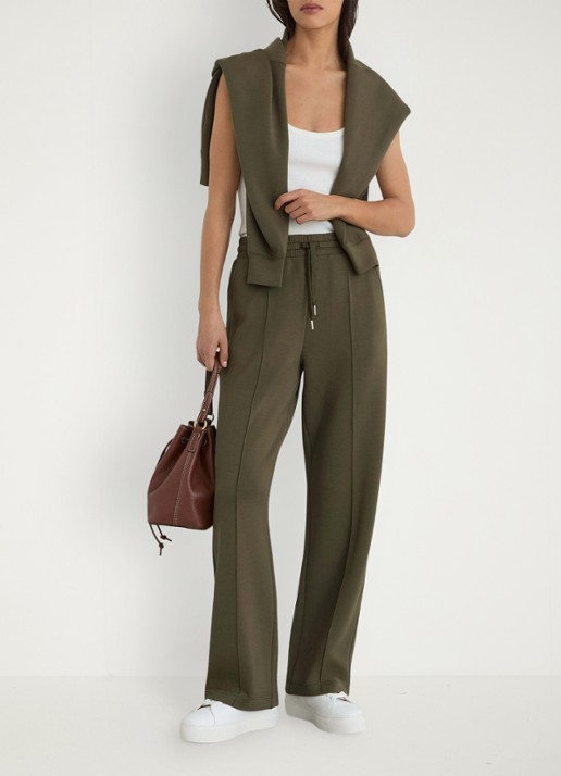 Reiss Jemma high waist wide fit joggingbroek met steekzakken - voorkant 7 olijfgroen