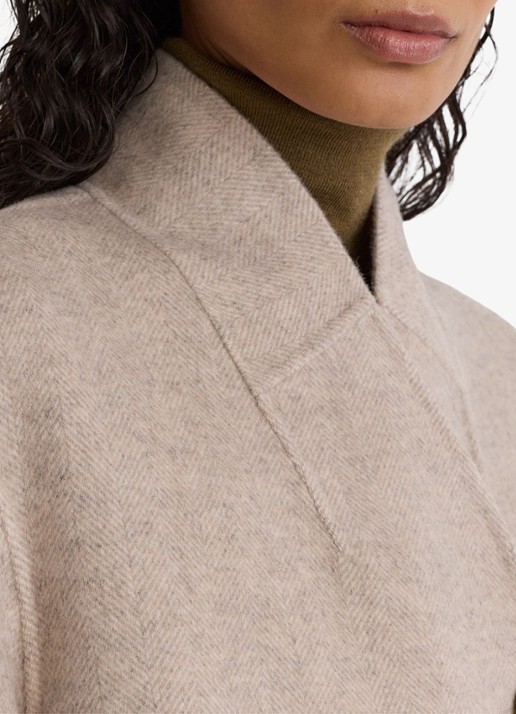 Reiss Jett mantel in wolblend - detail 2 donkerbeige
