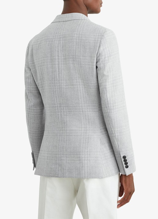 Reiss Joe single-breasted blazer in wolblend met ruitdessin - achterkant 7 grey / grijs