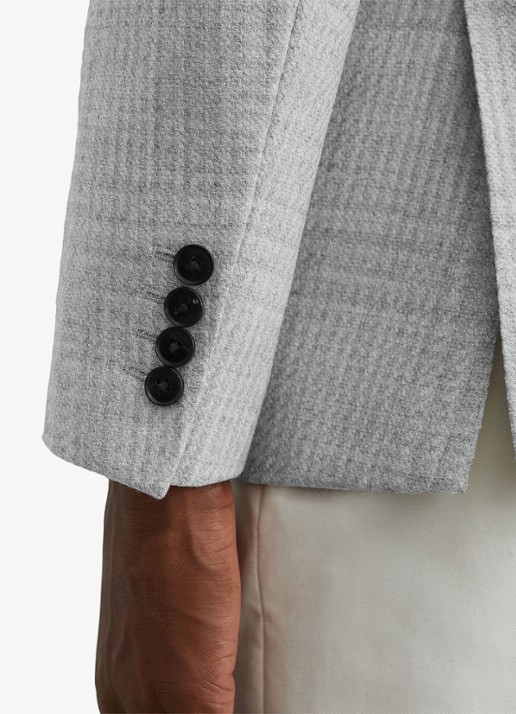 Reiss Joe single-breasted blazer in wolblend met ruitdessin - detail 3 grey / grijs