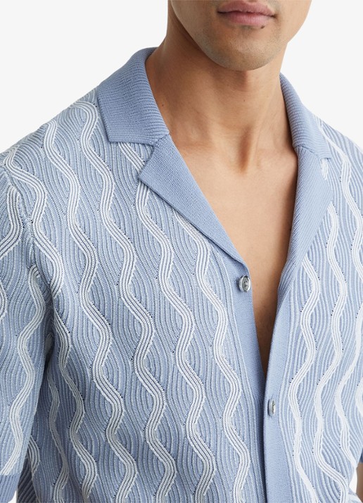 Reiss Johnny overhemd met structuur - detail 4 lichtblauw