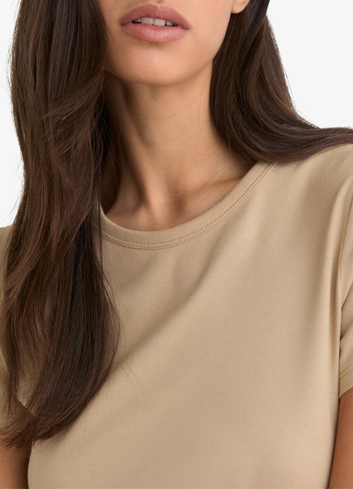 Reiss Jolie T-shirt met stretch - detail 3 camel