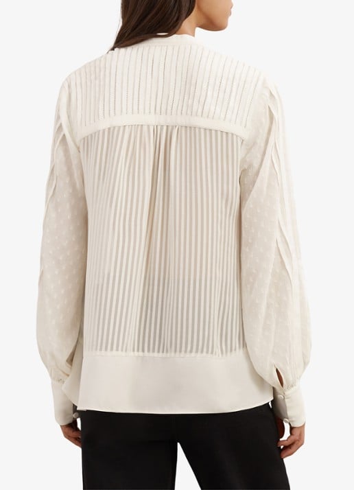 Reiss Josephine blouse met streepprint en ballonmouwen - achterkant 6 wit