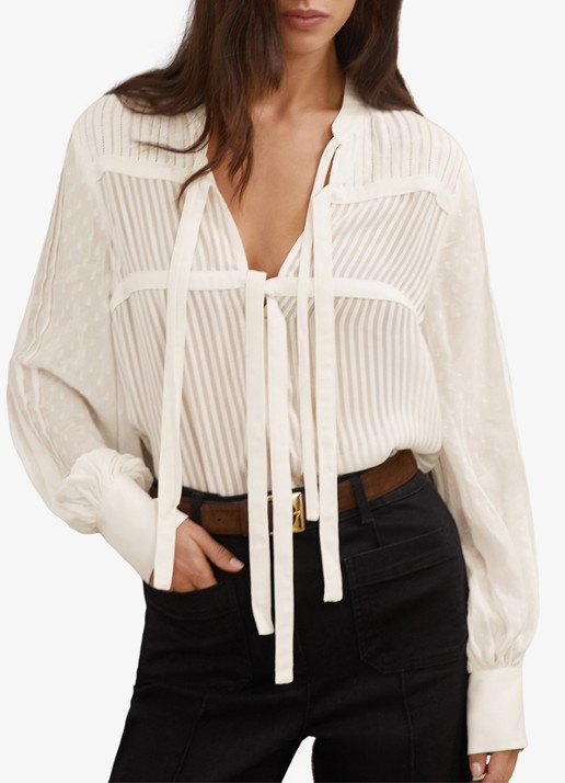 Reiss Josephine blouse met streepprint en ballonmouwen