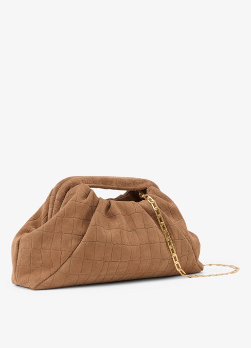 Reiss June clutch van suède - detail 3 bruin