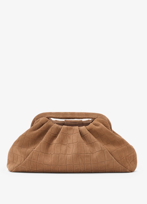 Reiss June clutch van suède - detail 4 bruin