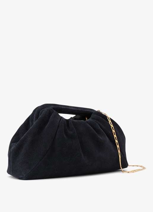 Reiss June clutch van suède - detail donkerblauw
