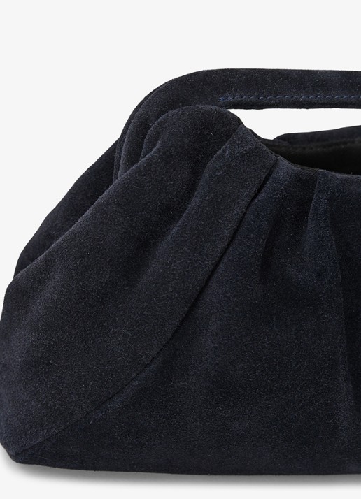 Reiss June clutch van suède - detail 3 donkerblauw