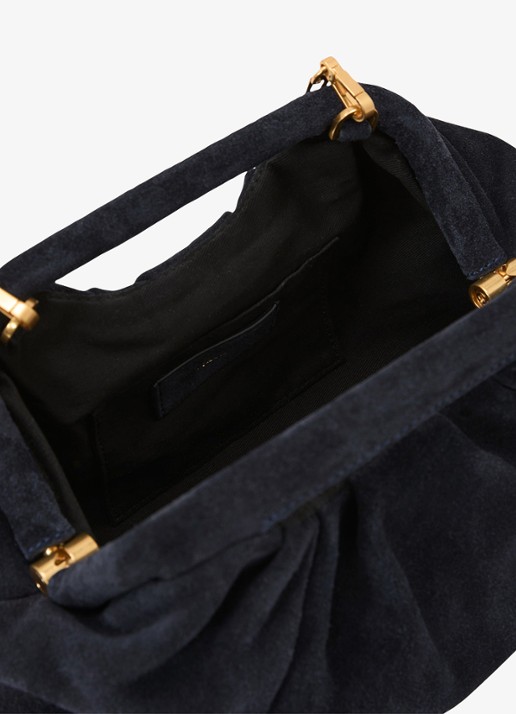 Reiss June clutch van suède - detail 4 donkerblauw