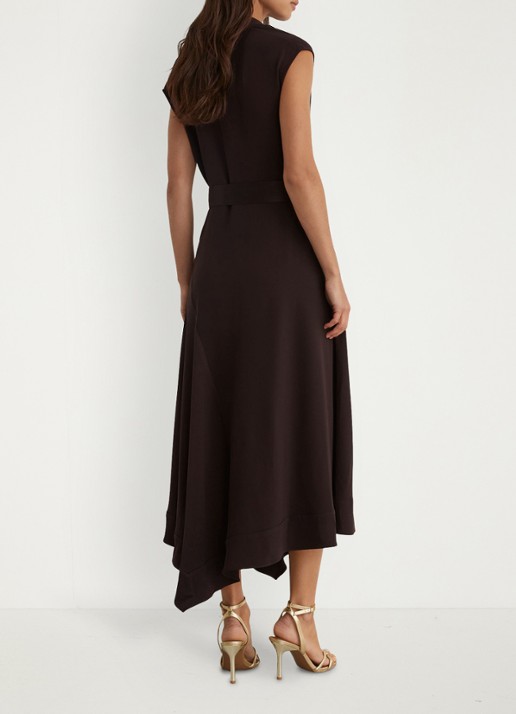 Reiss Justine midi jurk met strikceintuur - achterkant 5 aubergine