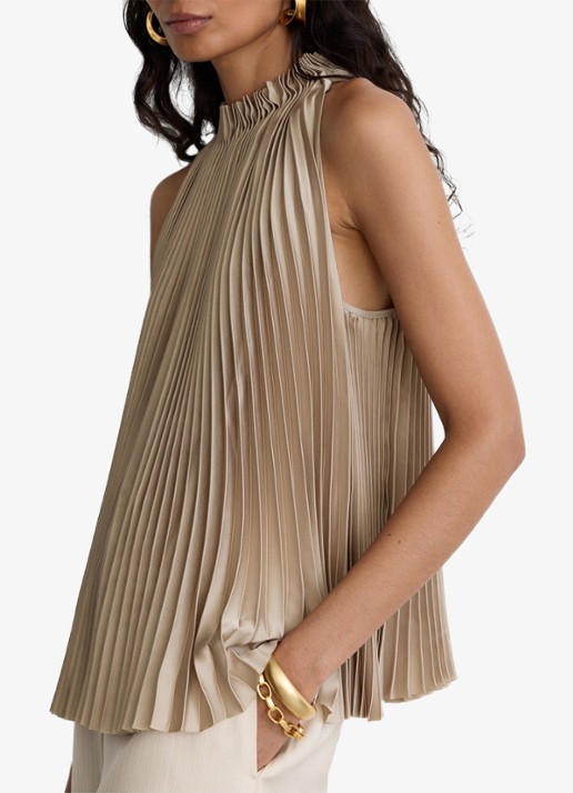 Reiss Kali mouwloze top met plooien - detail 2 goud