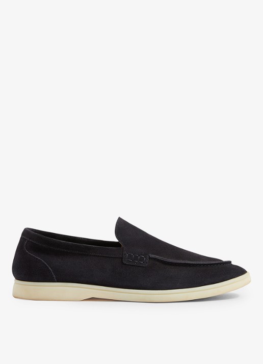 Reiss Kason loafer van suède - achterkant 2 navy / blauw