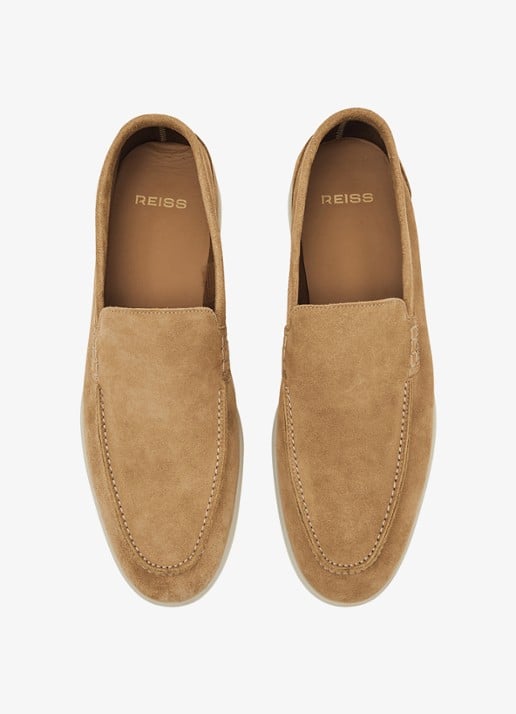 Reiss Kason loafers van suède - detail stone / beige