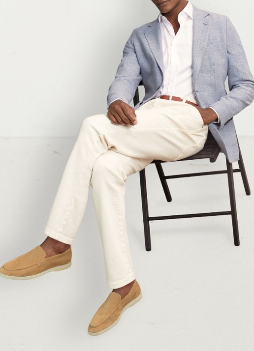 Reiss Kason loafers van suède - voorkant 4 stone / beige