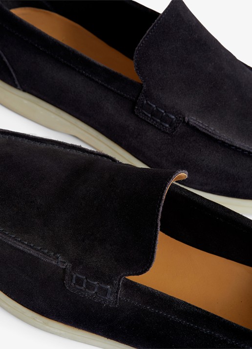 Reiss Kason loafers van suède - detail 2 navy / blauw
