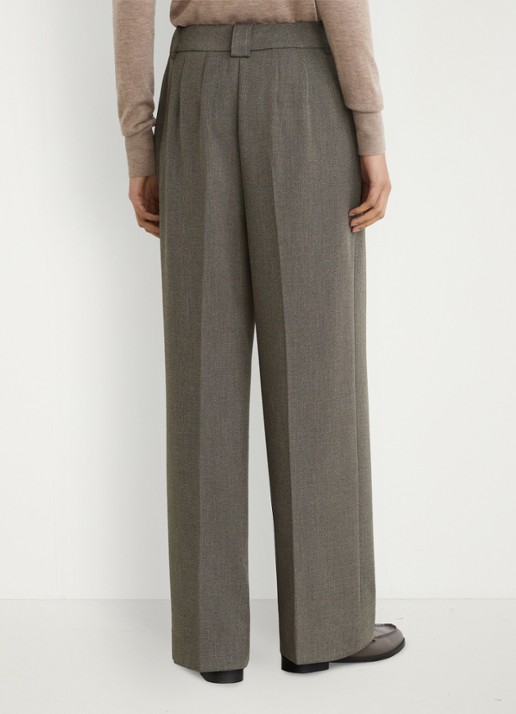 Reiss Katya mid waist wide fit pantalon met steekzakken - achterkant 7 middengrijs