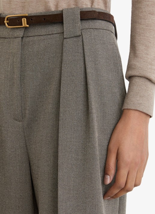 Reiss Katya mid waist wide fit pantalon met steekzakken - detail 4 middengrijs