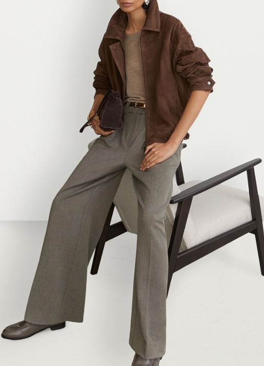 Reiss Katya mid waist wide fit pantalon met steekzakken - detail 5 middengrijs