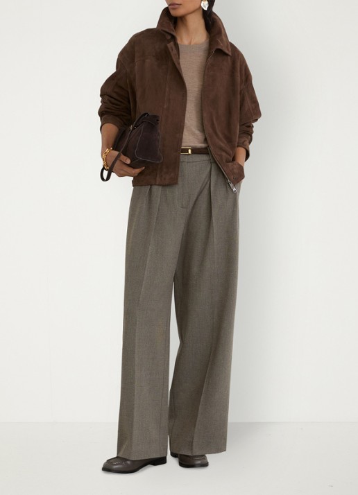 Reiss Katya mid waist wide fit pantalon met steekzakken - voorkant 2 middengrijs