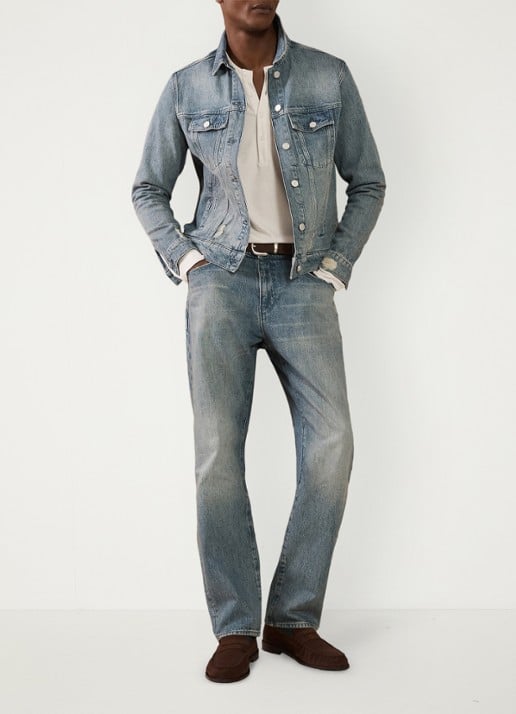 Reiss Keith straight leg jeans met lichte wassing - voorkant 2 denim