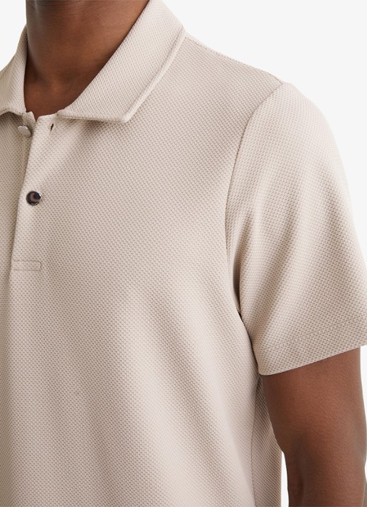 Reiss Kennedy regular fit polo met textuur - detail 3 beige