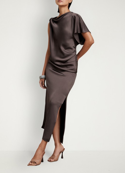 Reiss Kenzie asymmetrische gedrapeerde midi-jurk