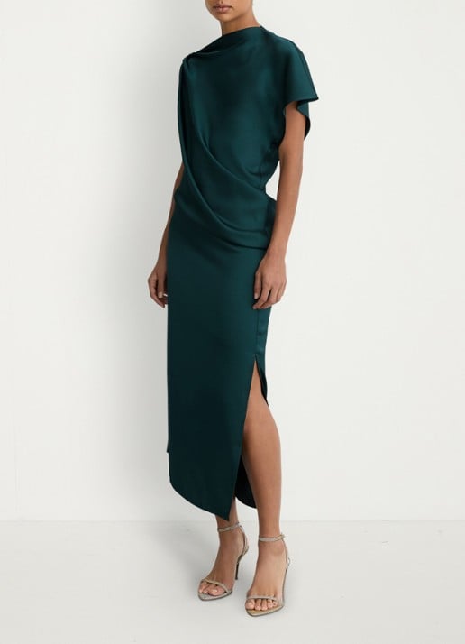 Reiss Kenzie asymmetrische gedrapeerde midi-jurk