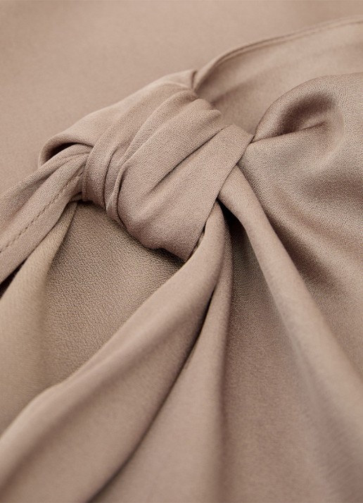 Reiss KEZIA Satin Draped One-Shoulder Top - detail 6 beige