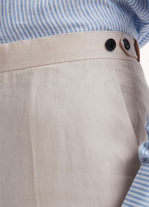 Reiss Kin slim fit pantalon van linnen met steekzakken - detail 3 stone / beige